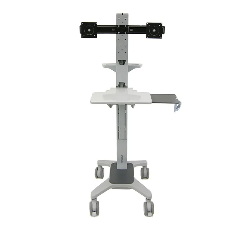 

Dual monitor computer mobile office video conference cart