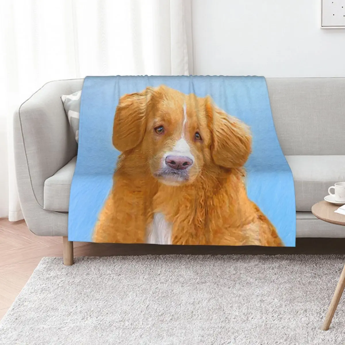 Nova Scotia Duck Tolling Retriever Dog Painting Throw Blanket Plaid Furrys Multi-Purpose Furry Hairy Blankets