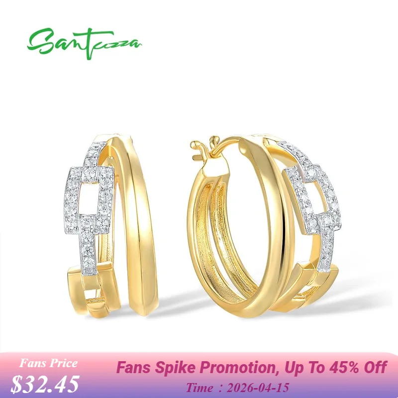 

Женские серьги-кольца из серебра 925 пробы с блестящим белым кубическим цирконием