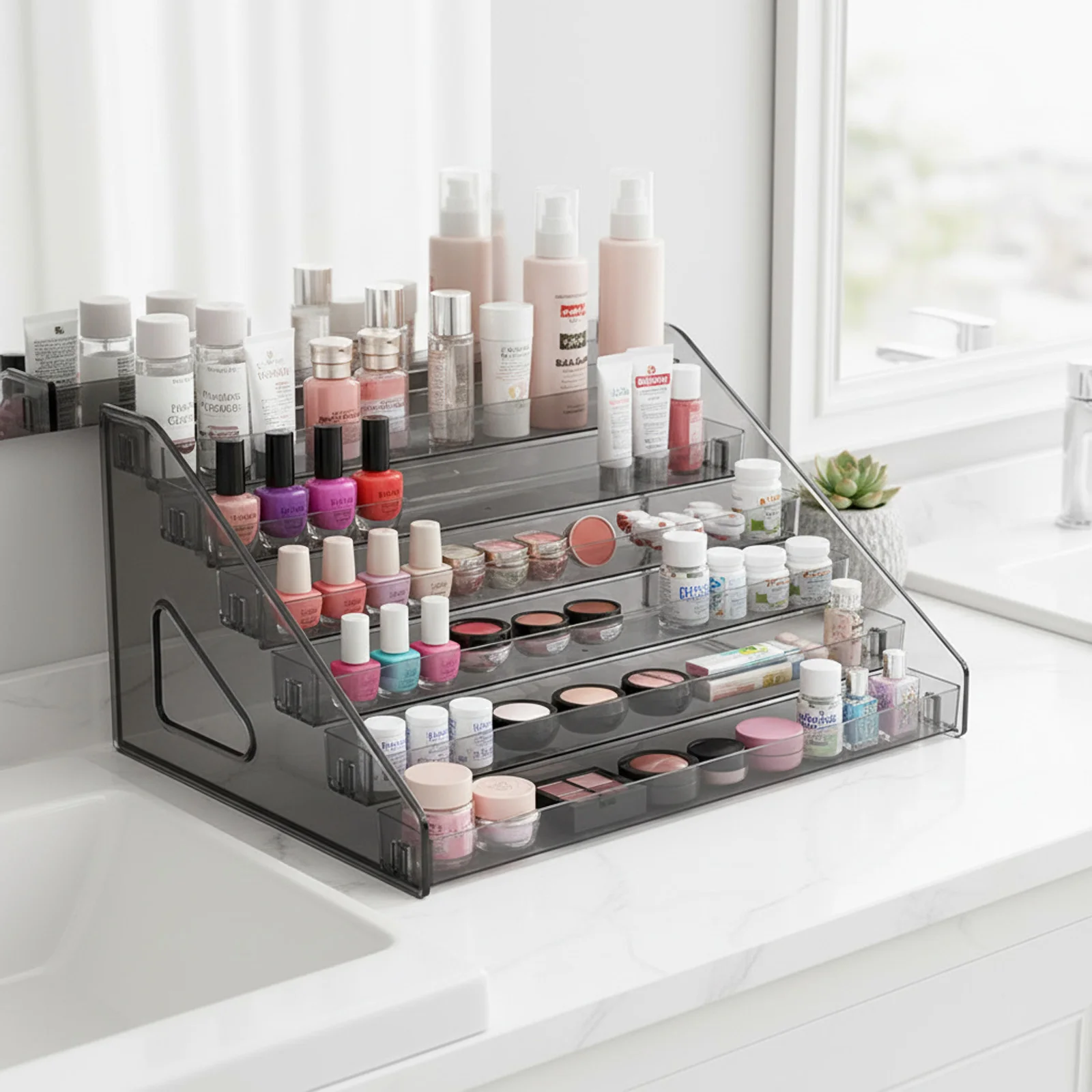 

7 Tiers Organizer Rack Multi Layers Transparent Acrylic Storage Shelf For Jewelry Hairpin Skincares Cosmetic Bathroom Organizers