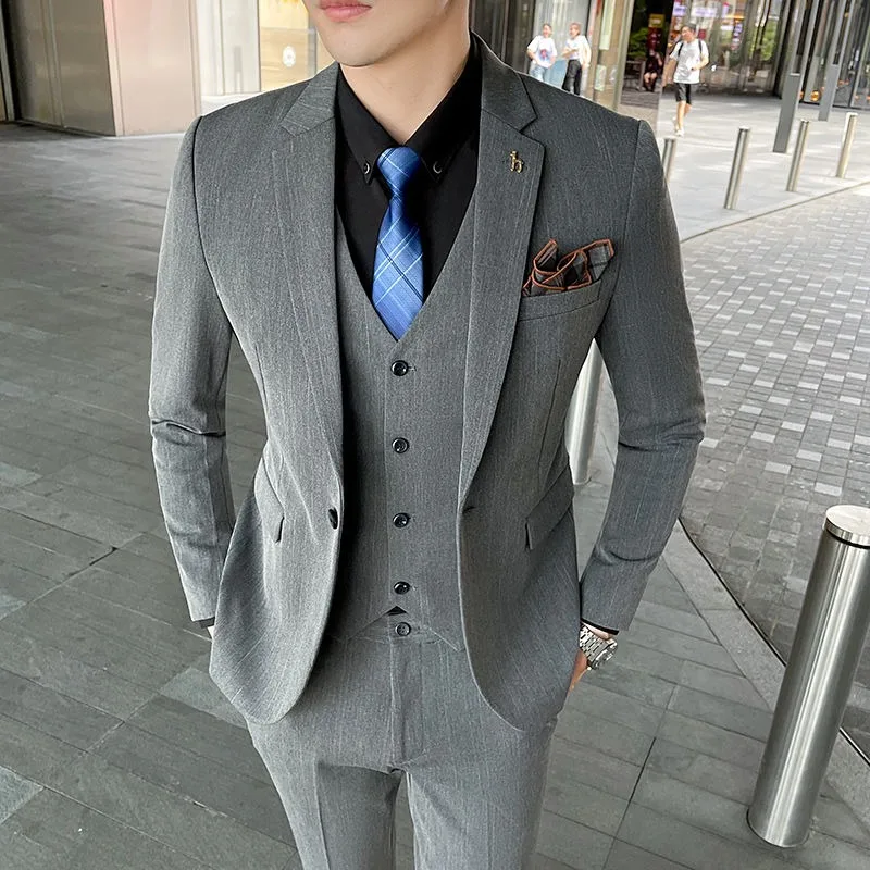 

Men's Suit suit Wedding Three-Piece Korean Style Business Casual Formal Suit Jacket Best Man Groom suits