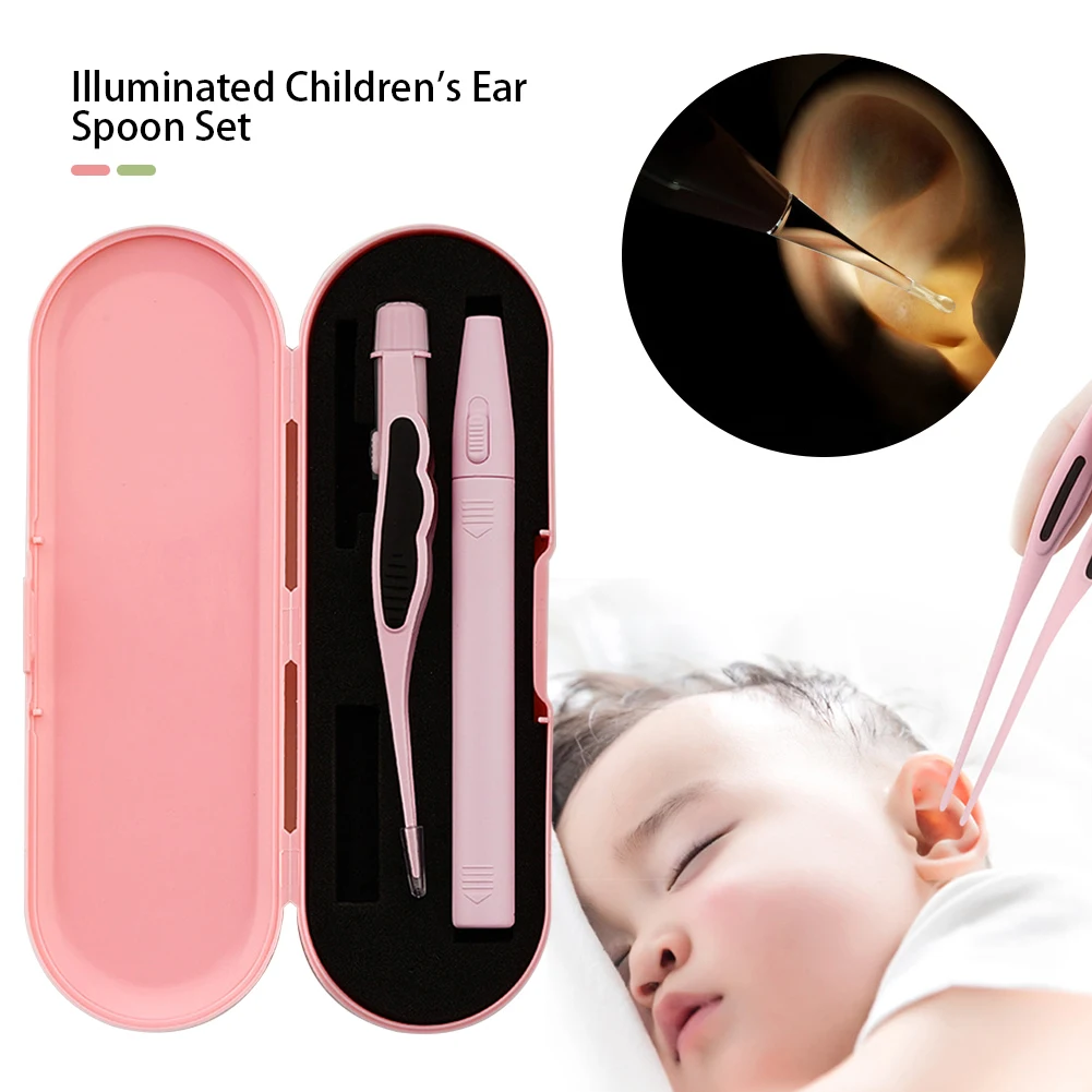 1 Set Luminous Earpick Ear Cleaning Earwax Remover Baby Ear Cleaner Ear Wax Removal Tool Ear Curette Light Ear Spoon Tweezers