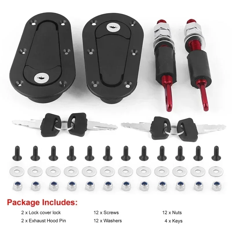 Universal Car Engine Hood Latch Lock Invisible Hood Cover Lock Kit (with/without Lock)