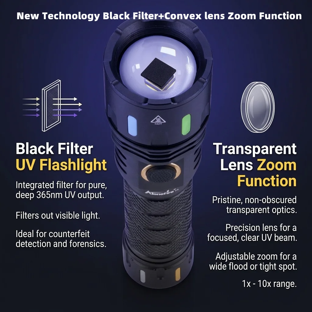 New Led Alonefire Zoom High Power 365nm Blacklight UV Flashlight USB Rechargeable Cat Dog Stain Ore Money Scorpion Torch Light