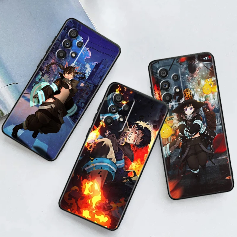 

Fire Force Cartoon Anime For Samsung A53 A52 A33 A32 A51 A71 A21S A13 A73 A55 A22 A23 A35 A72 A54 A12 5G Black Back Phone Case