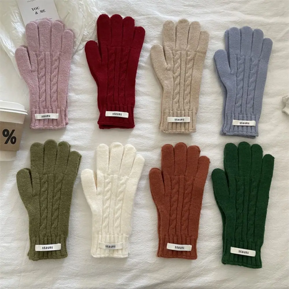 

Fashion Y2k Lady Finger Gloves Windproof Warm Korean Knitted Gloves Cold-proof Touchscreen Solid Color Gloves Boys and Girls
