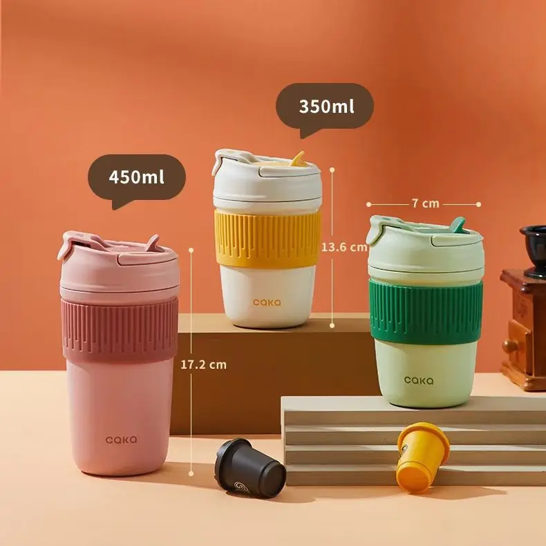 Mijia 350ml/450ml Double Ceramic Coffee Insulation Cup Leak-proof and Non-slip Car Vacuum Bottle Travel Insulation Cup Kettle