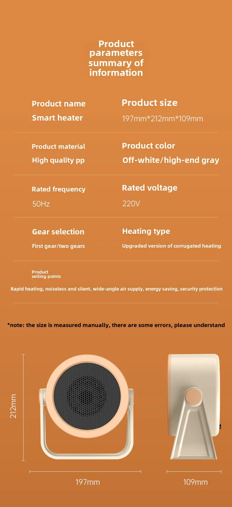 Mini riscaldatore da tavolo