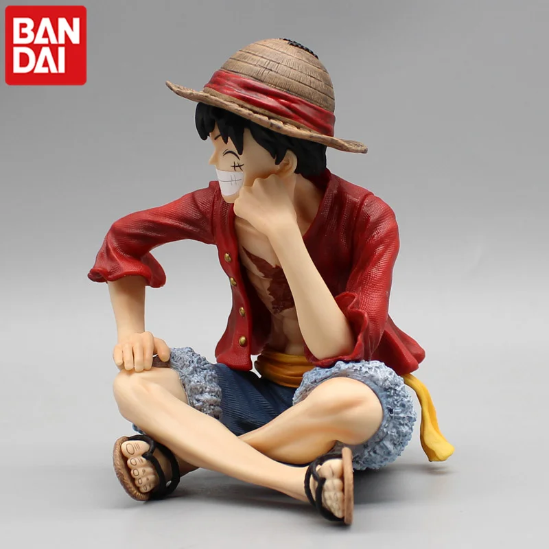 Cartoon One Piece Smiling Sitting Straw Hat Luffy Gk Anime Action Figures Model Birthday Gift Ornaments Toy For Children Gift