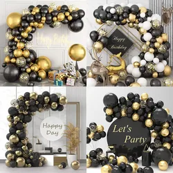 Black White Gold Silver Metallic Confetti Balloon Garland Arch Kit Kids Birthday Party Baby Shower Wedding New Year Decoration