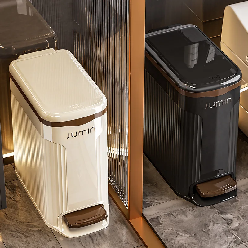 

Light Luxury Bathroom Waste Bins Household Press Foot Pedal Plastic Large-capacity Waste Bins Living Room Home Vuilnisbakken JTW