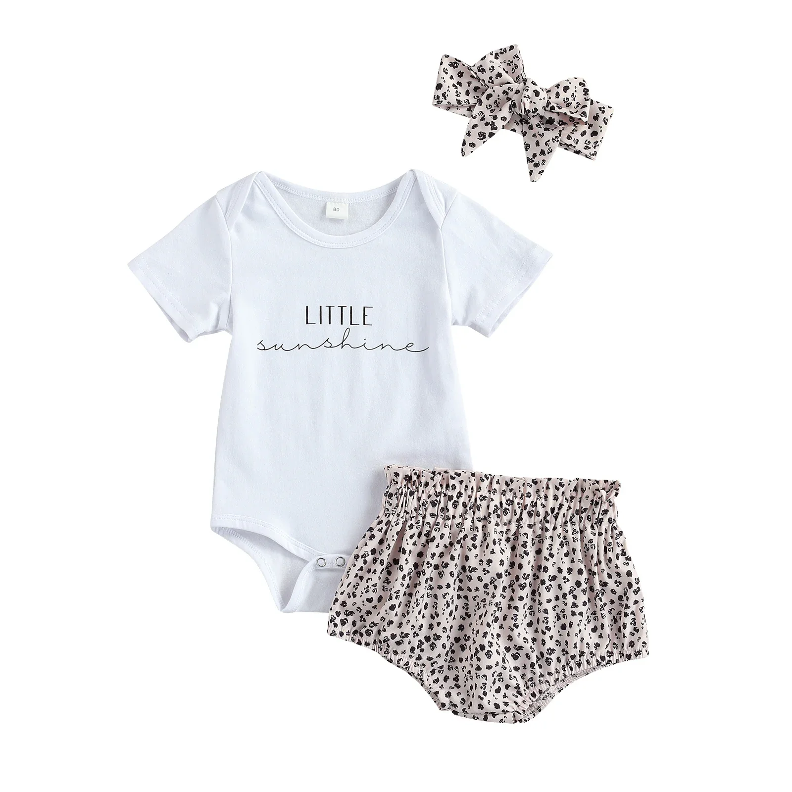 

Citgeett Baby Girl Summer Outfit Set 0-18Months - Letter Print Romper + Leopard Shorts + Headband