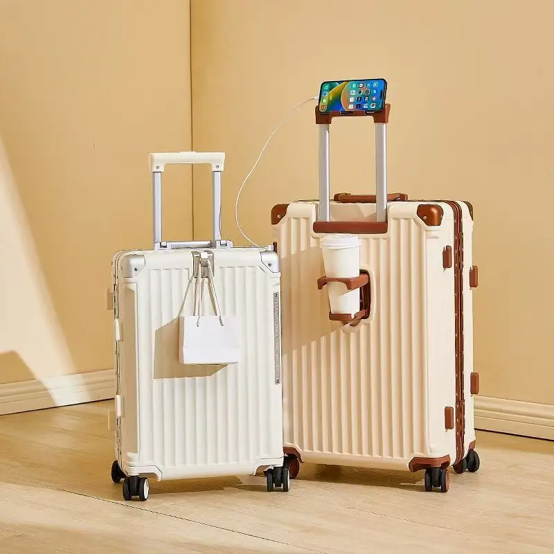 20/22/24/26/28 New Luggage Multifunctional Student Password Boarding Box Aluminium Frame Large Size Suitcase on wheels