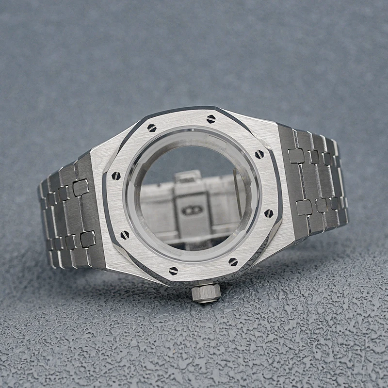 Square NH35 Case Fit Seiko NH35 NH36 Movement Stainless Steel Watch Strap Transparent Glass Crystal Waterproof Back Diving Watch