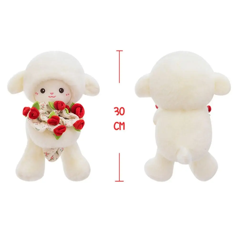 Simpatico peluche morbido pecora bambola piccolo anime magnetico che abbraccia agnello rosa cappello peluche per bambini