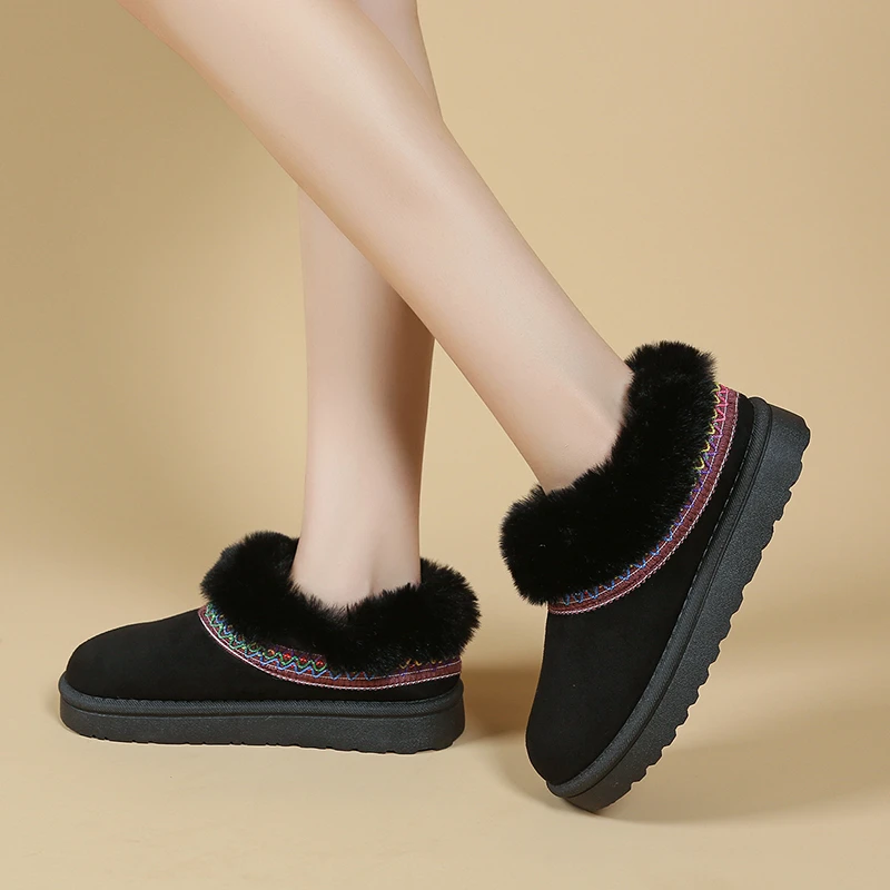 الشتاء أنيقة جولة اصبع القدم مثير وقطيفة سميكة سوليد أحذية الثلوج عارضة المألوف أفضل بيع الأحذية النسائية الجديدة المريحة #3