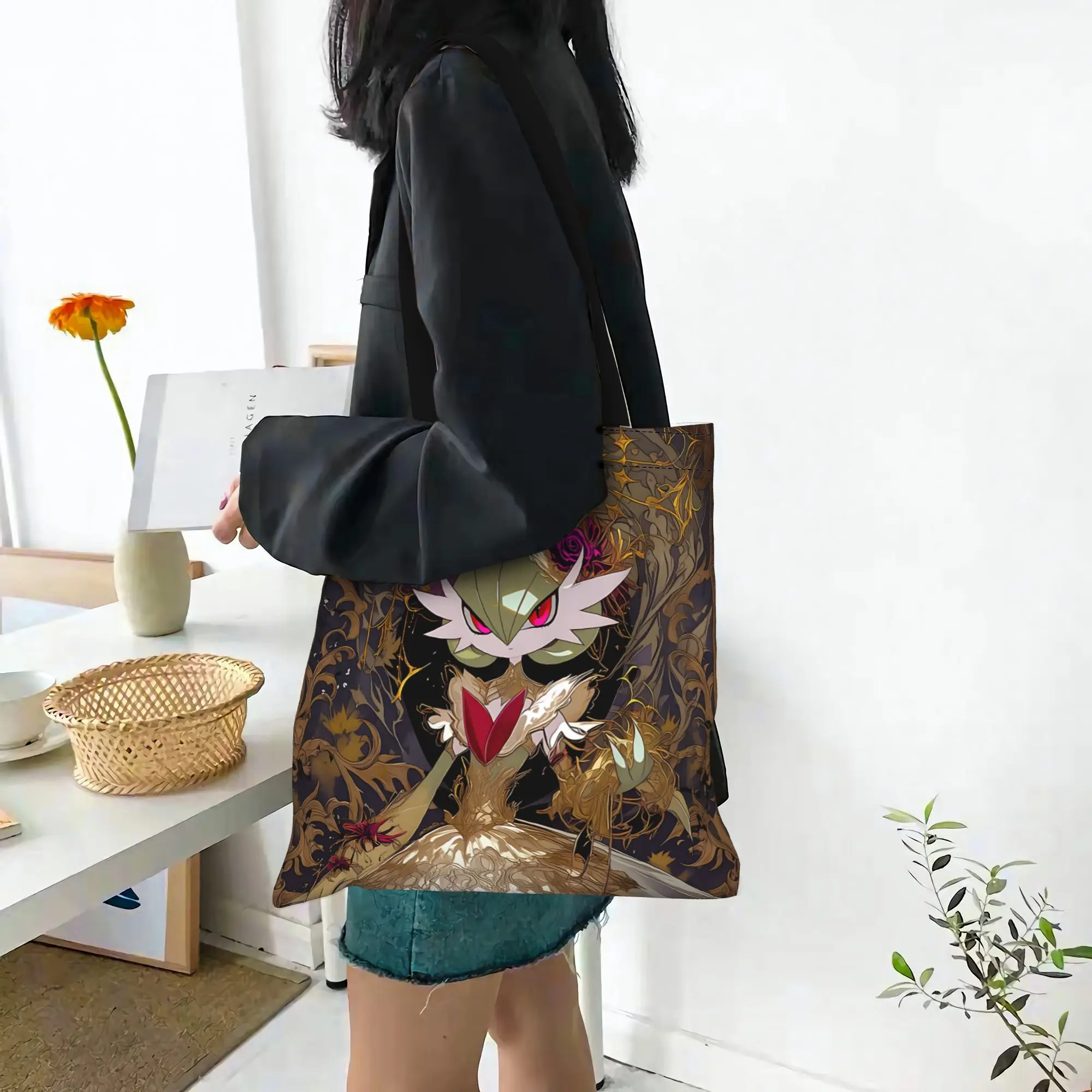 Fashion Pokemon Gardevoir Theme Women's Bag Shopping Bag  Canvas Tote Bag Women'S Shoulder Handbag Christmas Gift