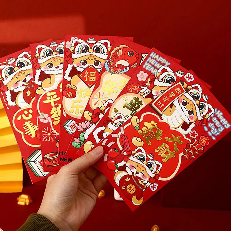 6Pcs 2025 Red Envelopes Packet Hong Bao Year Of The Snake Spring Festival Gift New Year Envelopes New Pocket Lucky Lunar