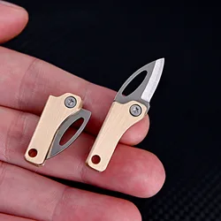 Mini Brass Folding Knife Sharp Self-Defense Portable Keychain Hanging Outdoor Unboxing Knife Multi Pocket Knife Cutting Tool