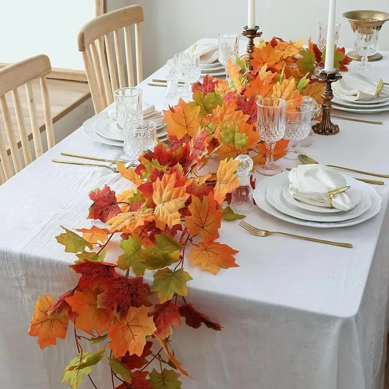 Artificial Maple Leaf Fall Maple Garland Fall Leave Vine for Home Room Decor Garden Wedding Party Halloween Christmas Decoration image 2