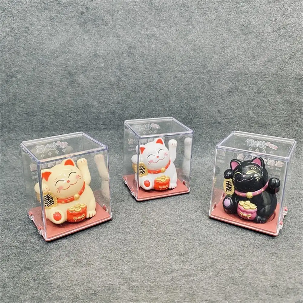 Cute Lightweight Sun-proof Plastic Chinese Style Light Energy Fortune Cat Statue Miniature Lucky Cat Micro Landscape