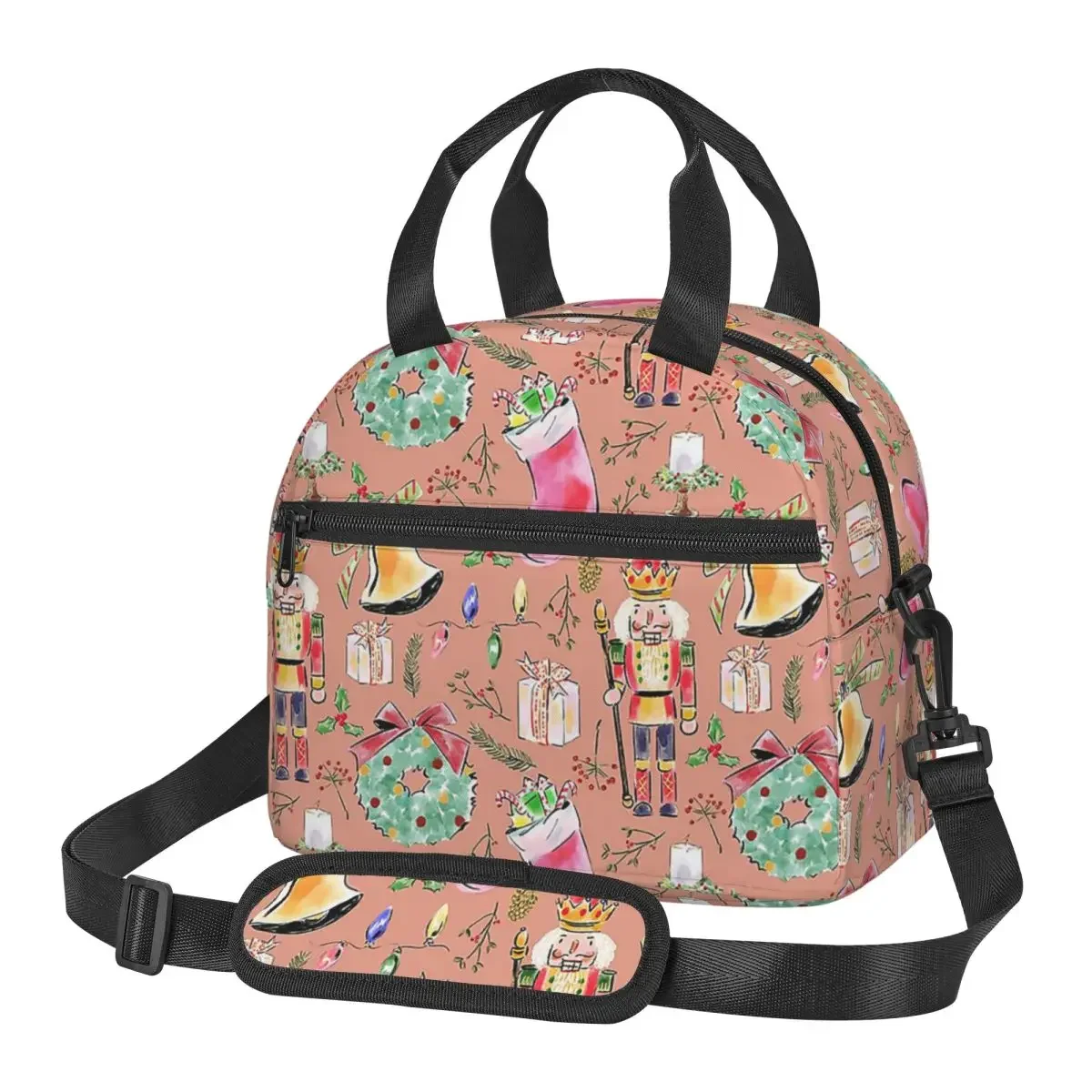 

Christmas Nutcrackers Stars Ballerina Violin Lunch Bags Insulated Bento Box Lunch Tote Picnic Bags Thermal Bag for Woman School