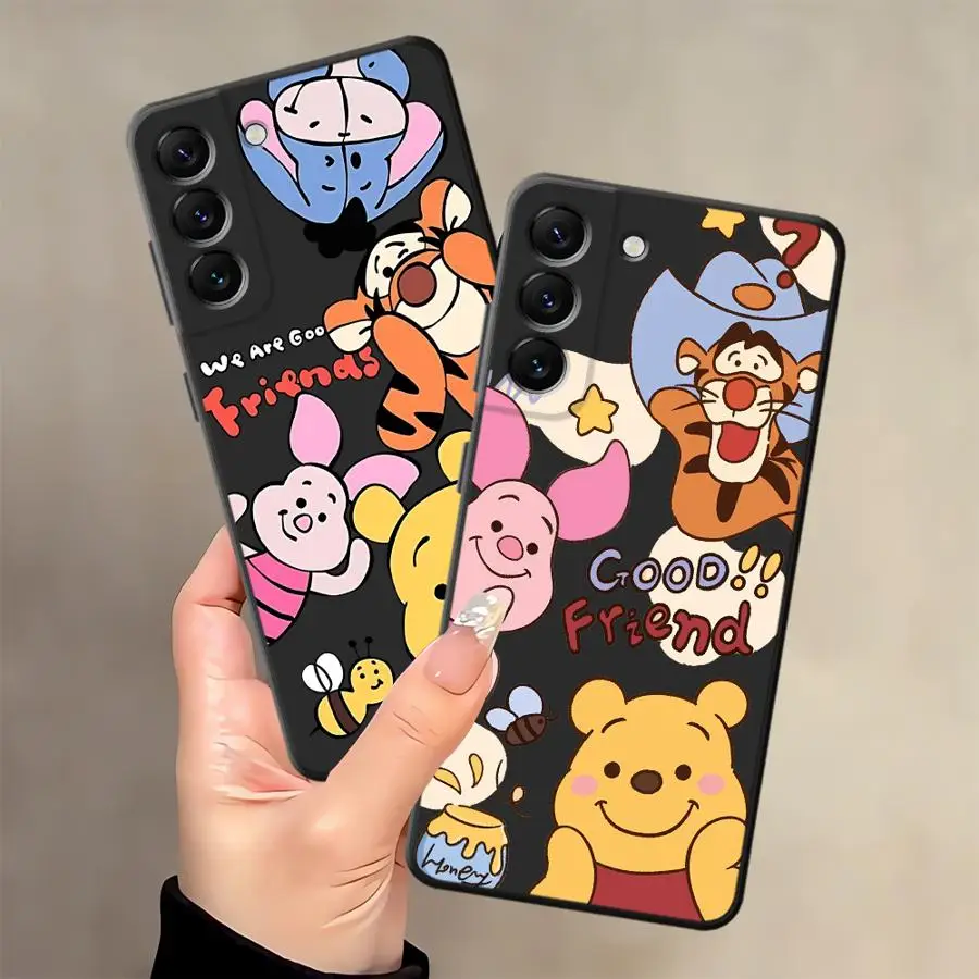 Funda para Samsung Galaxy A04 A20 A13 A50 A03 A06 A70 A30 A15 A40 A16 A05 A10 A12 funda negra suave para teléfono Disney Winnie Pooh