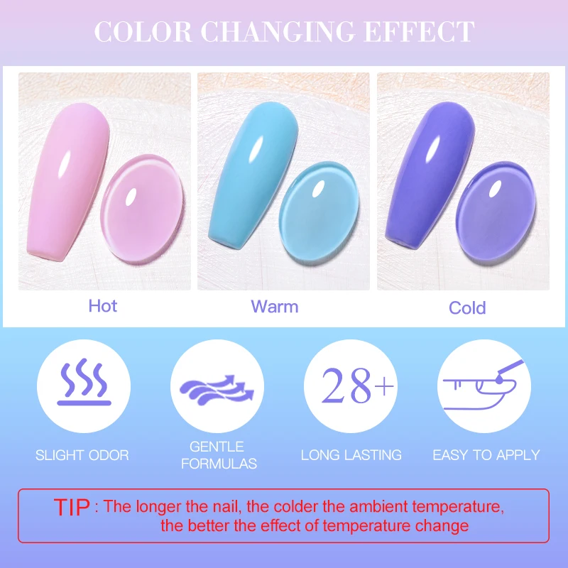 10ml Thermal Gel Nail Polish 3 Layers Temperature Color Changing UV Gel Varnish Winter Colors Soak Off Nail Gel Nail Supplies