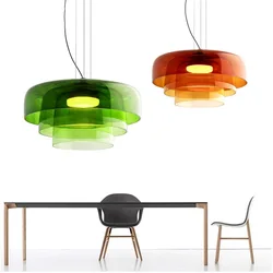 Restaurant Pendant Lamps for Bar Living Room Dining Table Creative Colorful Glass Hanging Light Ceiling Suspended Chandelier
