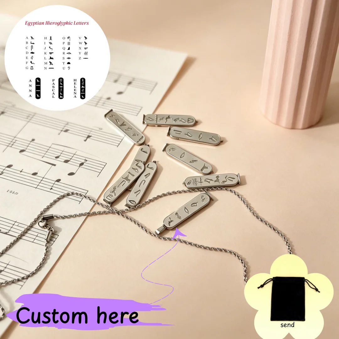 Personalized Custom Egypt Symbols Name Necklace Retro Egyptian Hieroglyphs Ancient Egyptian Script Corrosion Process Jewelry