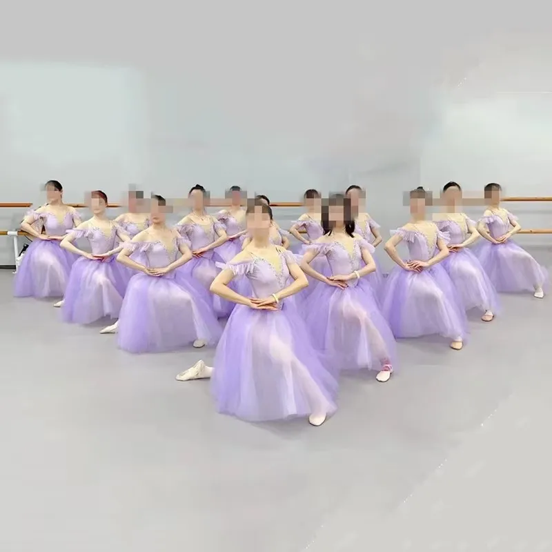 Vestido tutú largo profesional romántico para niños, vestido de Ballet Giselle, azul cielo, niñas, mujeres y adultos, bailarina de baile