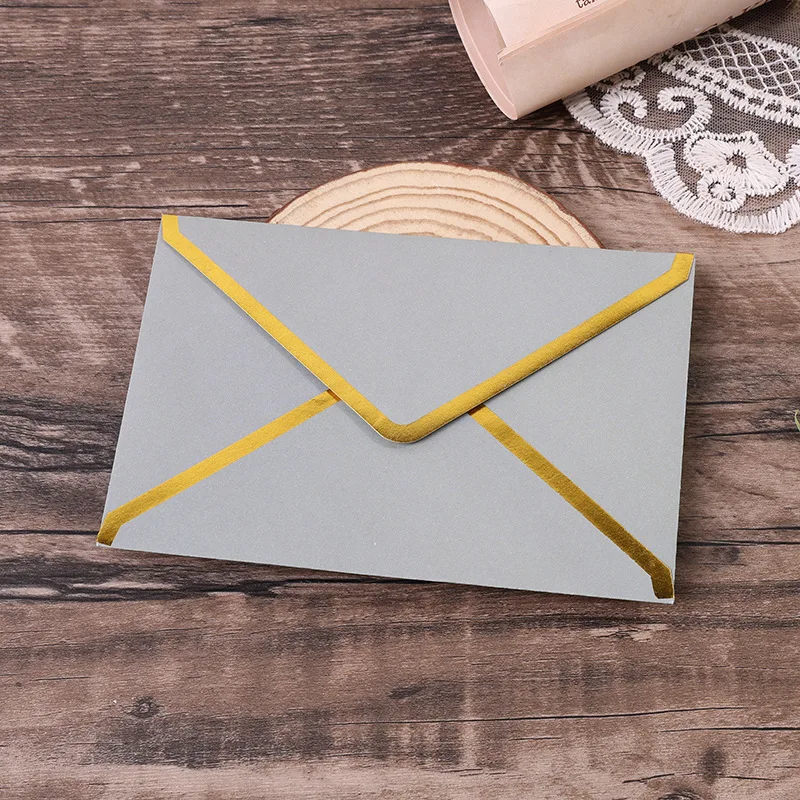30pcs/lot 105*155mm Green Paper Envelope Golden Edged Wedding Invitations Postcard Envelope High-grade Busines Packing Giftbox