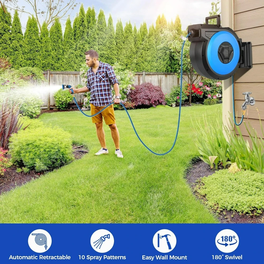 Retractable Garden Hose Reel, 1/2