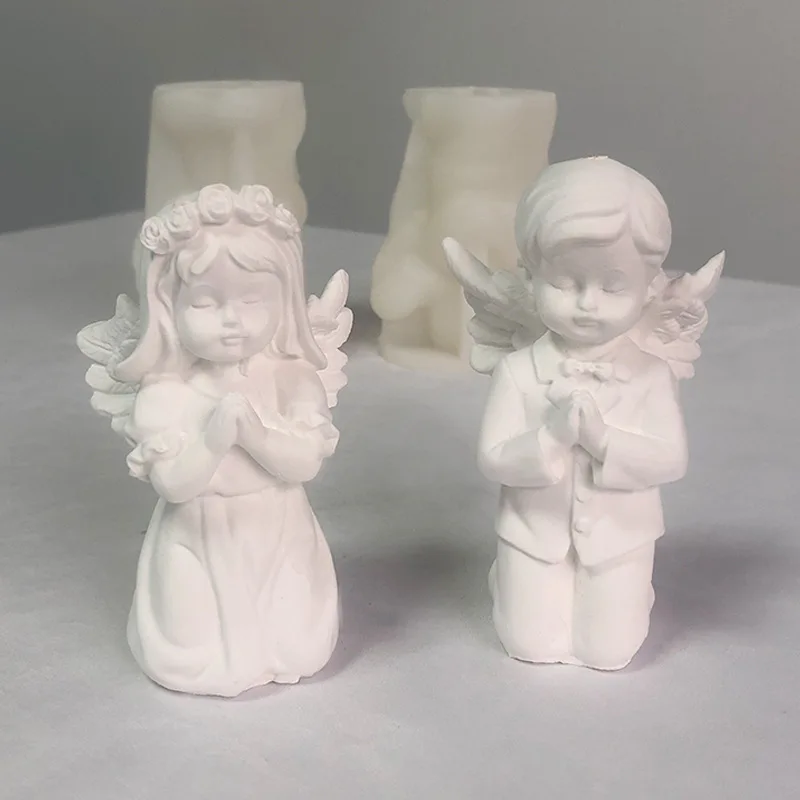 Kneeling Angel Candle Mold Wings Angel Mold Soap Silicone Mould Handmade Gypsum Ornaments Home Decoration Accessories 2024