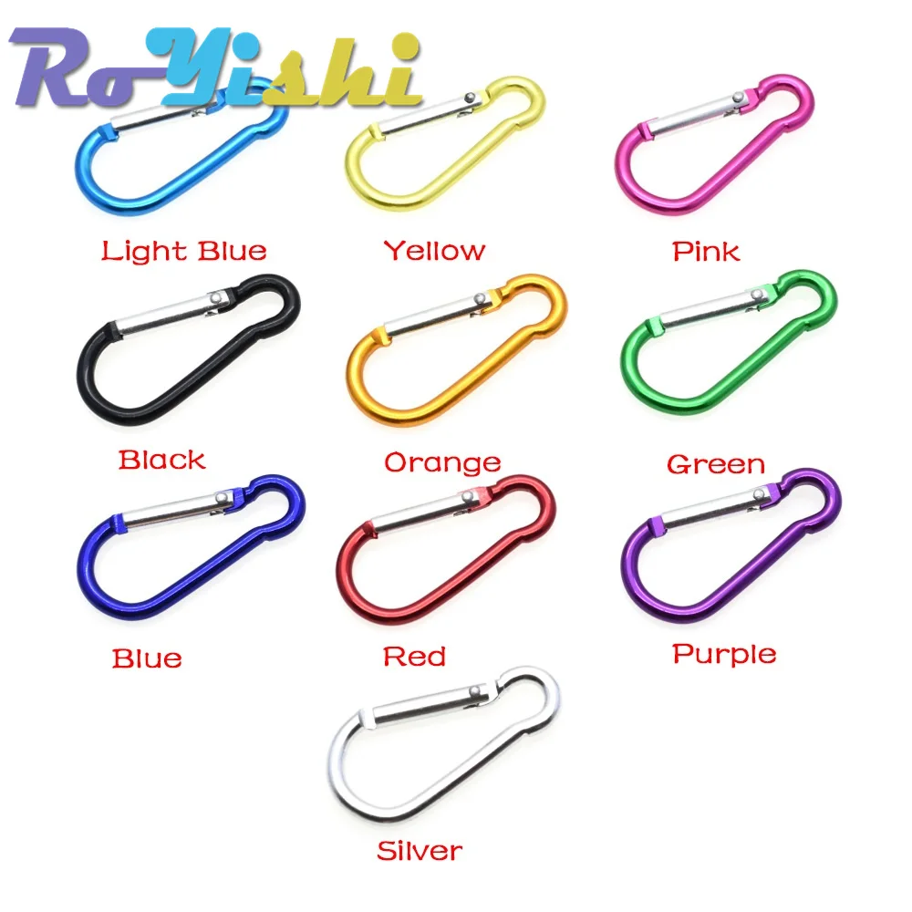 10 Pcs/Pack Aluminum Carabiner Snap Hook Keychain For Paracord Outdoor Activities Hiking Camping 10 Colors