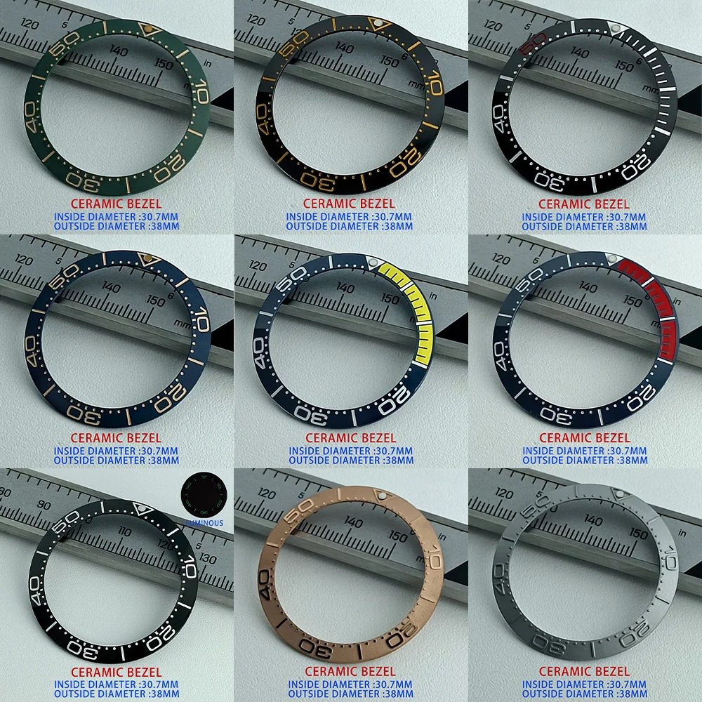 

Sloping 38mm*30.7mm Ceramic Bezel Diving watch Fits For 40mm Mens Watch Replace Watch Face Watch Bezel Inserts Watch Part