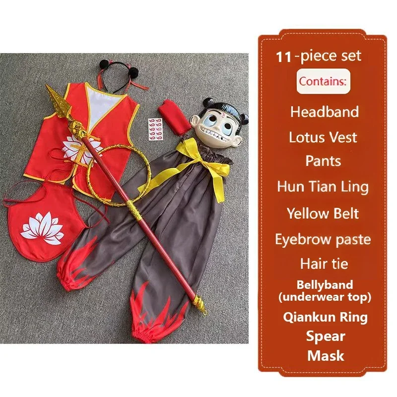 

11 pièces Nezha 2 Anime Cosplay ensemble de costumes pour enfants garçons filles jeu de rôle Hallowmas fête 2025