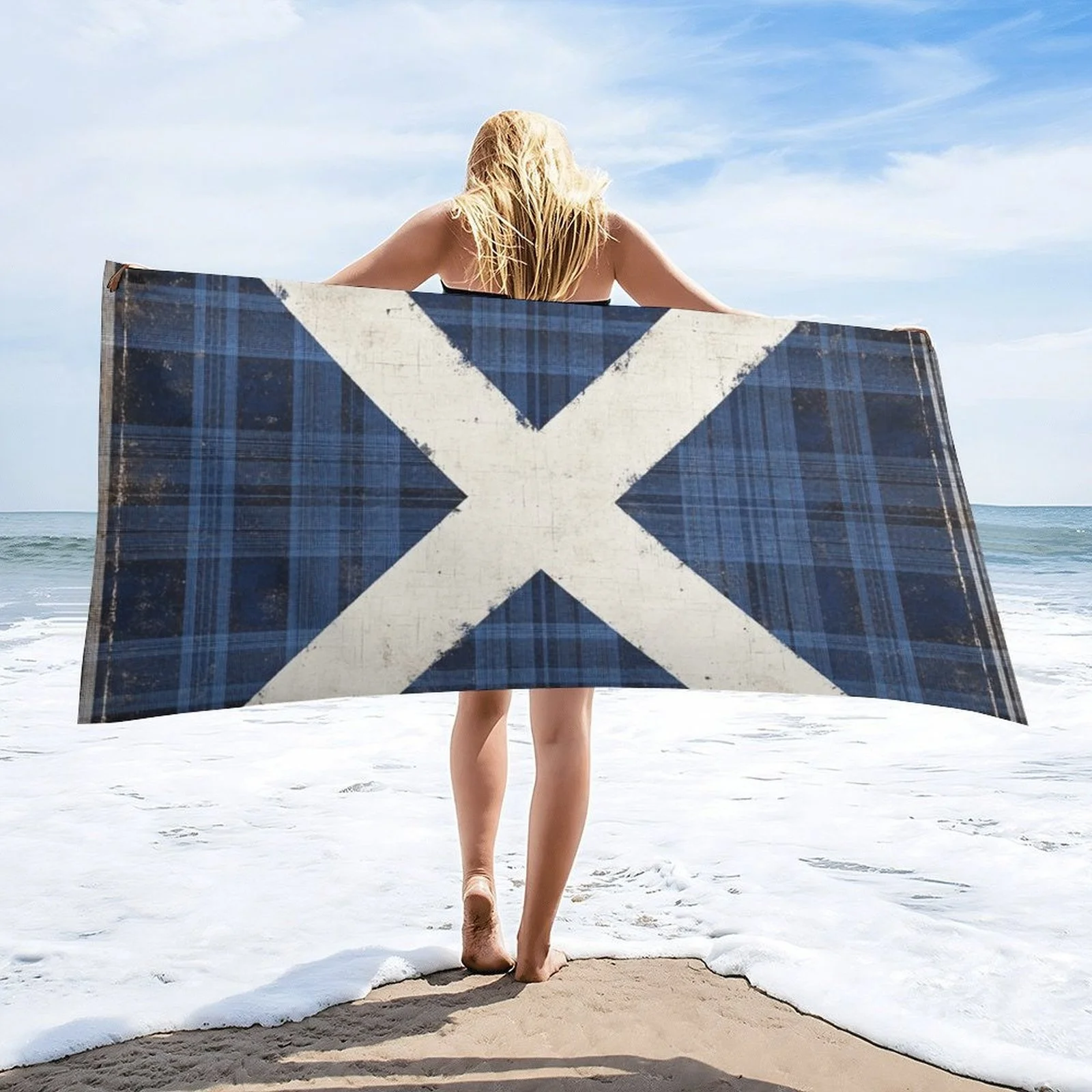 

Пляжное полотенце в клетку с флагом Шотландии, супервпитывающее, быстросохнущее, легкое, из микрофибры, большое прямоугольное спортивное полотенце для лета
