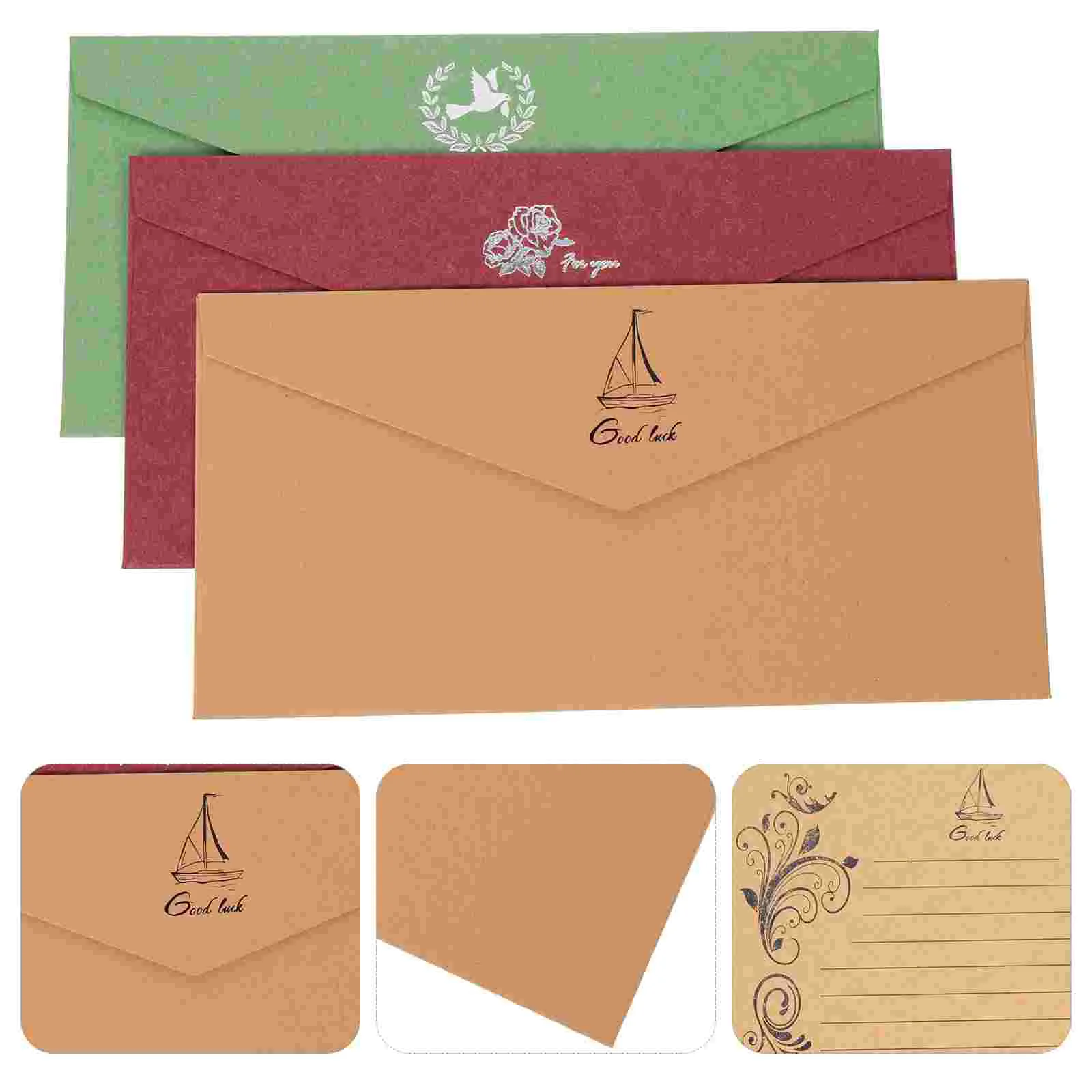 12 Sets Vintage Stamping Envelope Letter Papers Kit Writing and Suite Supplies Stationary