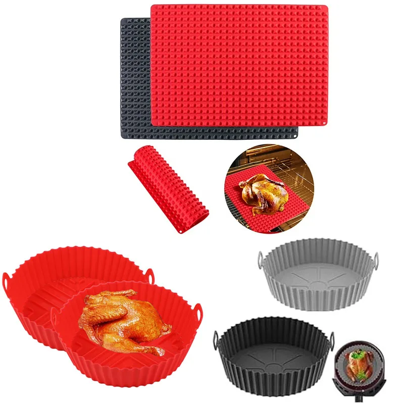 

Silicone Baking Mat and Round Baking Tray Set Non-Stick Oven Liner for Roasting Chicken Bread Pastry Cooking Bakeware Tools