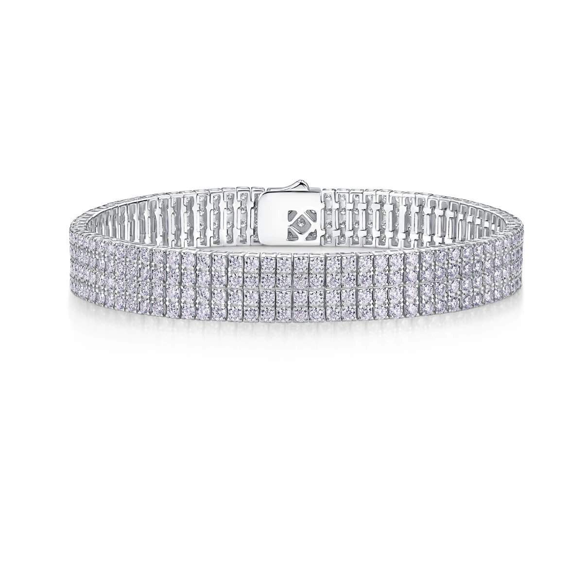 Sparkling s925 silver bracelet with 2.0mm 4 rows of moissanites, elegant multi-row design, luxury jewellery