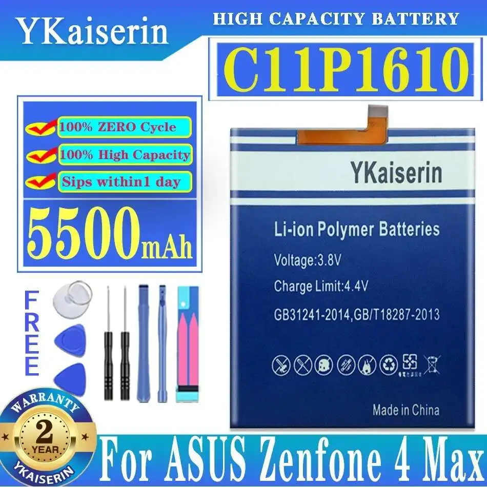 

Mobile Phone Battery C11P1610 5500Mah Reliable Replacement For Asus Zenfone 4 Max Pegasus 4A ZB500TL X00KD 5.0"