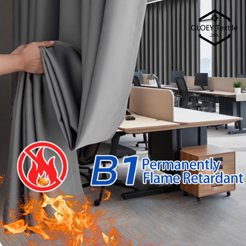 B1 Fireproof Flame Retardant Blackout Curtains for Hotels Offices Schools Dormitories Factories Machine Rooms Safety Projects