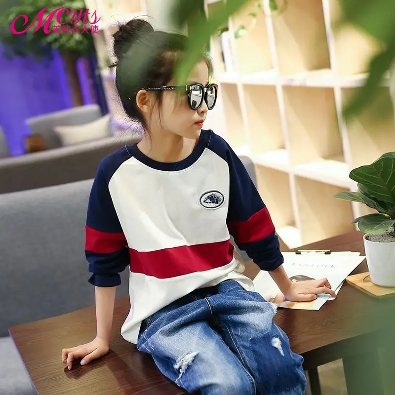 

Long Sve round Ne T-irt for Girls Spring Autumn 2025 New Sle Versatile Children's Clothing Medium And Large Children...