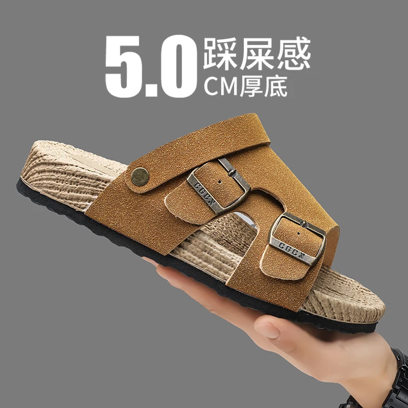 Sandalias Casuales para Hombre, Diseño Abierto, Planas, Minimalistas, Antideslizantes, para Caminar al Aire Libre, Playa