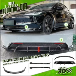BAKT For Tesla 3 Highland 2024 Body Kits Glossy Bumper Lip Rear Diffuser Spoiler Tuning Accessories For Tesla Model 3 Refesh