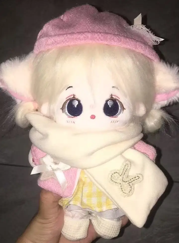 

Stuffed Animals Mewu 20cm Nude Anime Cotton Doll Super Cute High-value Plush Toy with Detachable Elastic Band Cat Ears Gift