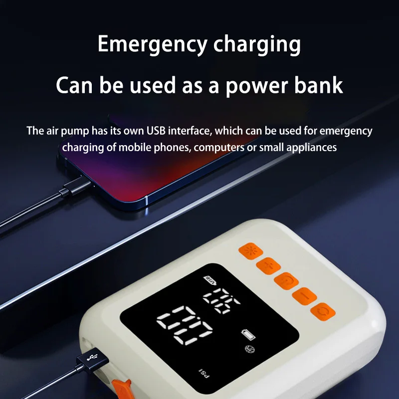 Xiaomi Portable Bicycle Electric Vehicle Tire Air Pump Handheld Wireless Charging Vehicle-mounted Air Pump Digital Display