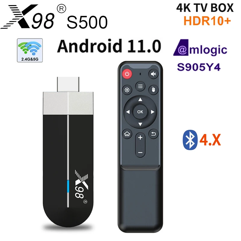 Fire mini TV Stick Android 11.0 X98 S500 Smart TV BOX Amlogic S905Y4 AV1 BT 5G Wifi TV Dongle Streaming 2G16G 3D 4k Media Player