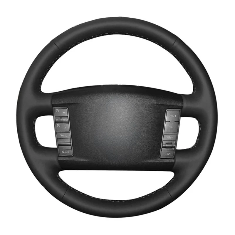 DIY No-Slip Car Steering Wheel Cover Black Artificial Leather For Volkswagen VW Touareg Phaeton 2002 2003 2004 2005 -2010